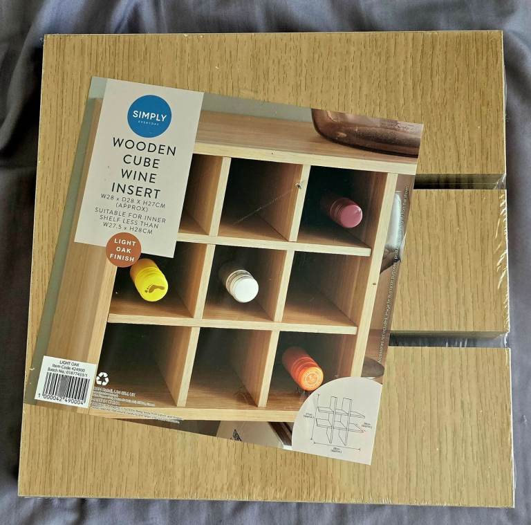 Simply Wooden Cube Wine Insert - Light Oak Finish, New