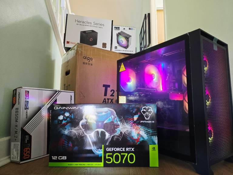 All New High End Ryzen 7 9800X3D Gaming PC, RTX 5070 12GB, 32GB, 2TB, LCD Screen, 12 Month Warranty