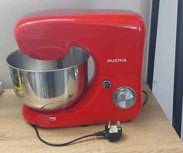 AUCMA Red Stand Mixer with Stainless Steel Bowl and Attachments