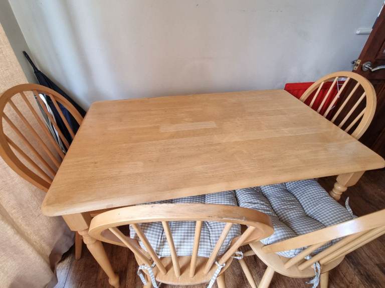 Wooden Dining Table and 3 Chairs - Light Wood Finish