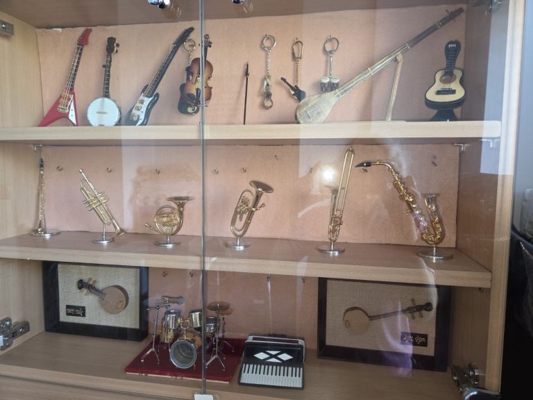 Collection of Miniature Musical Instruments – Display Case Included