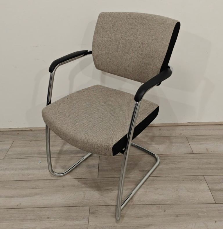 Senator Conference Chair, Oatmeal Fabric / Chrome Cantilever Frame