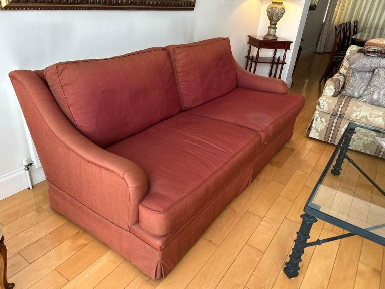 Red / Coral 3-Seater Fabric High Quality Sofa