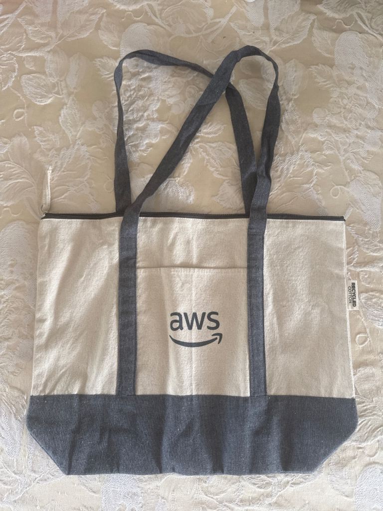 New AWS Branded Zip fastening Tote Bag – Beige & Grey