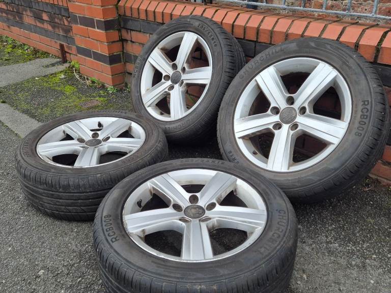🌟Genuine Vw 16 inch alloy wheels 5x112 with MATCHING TYRES 7M++ GOLF PASSAT CADDY AUDI SKODA SEAT 