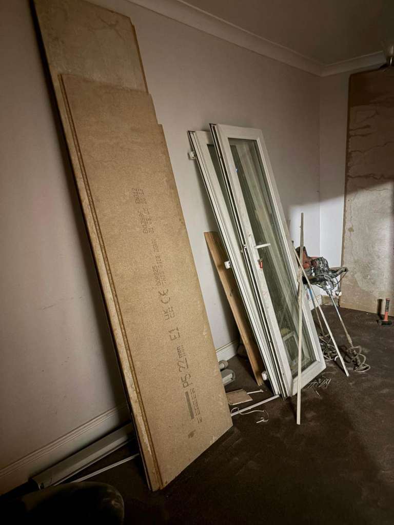 Pair of White French Doors with Cat Flap – Fair Condition