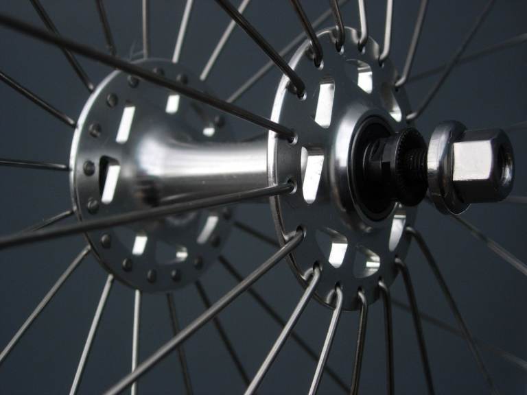 Custom Built Front Radial Laced Wheel, Hand Built in London, King Kong Track Hub