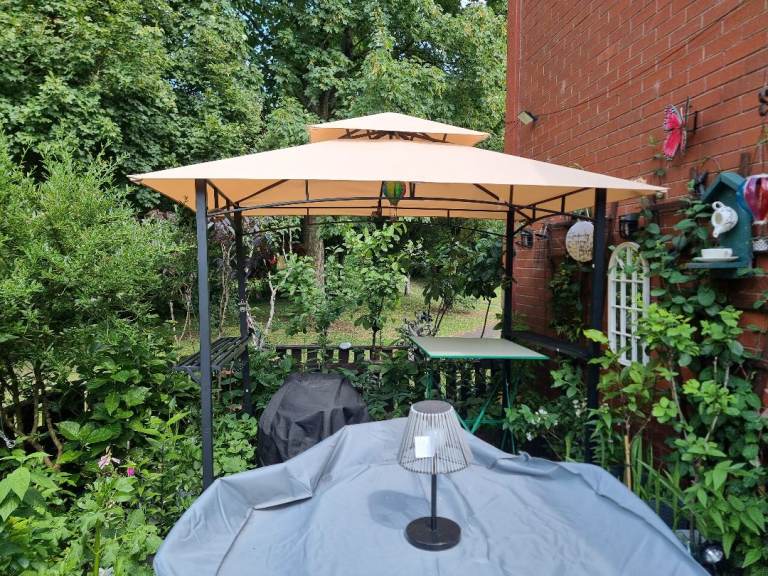 Garden Gazebo with Double Tier Roof – Beige