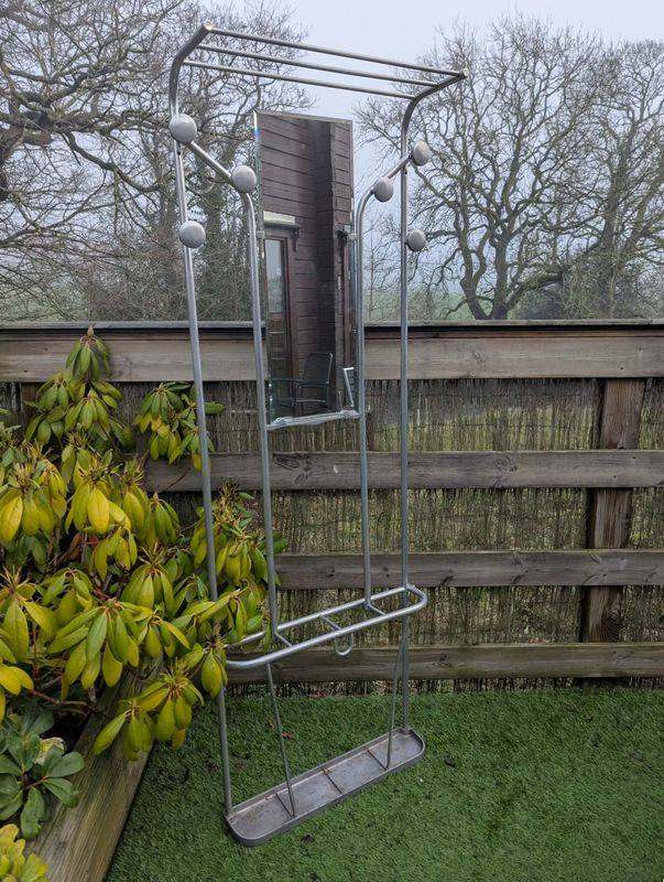 French art deco polished aluminium hall stand