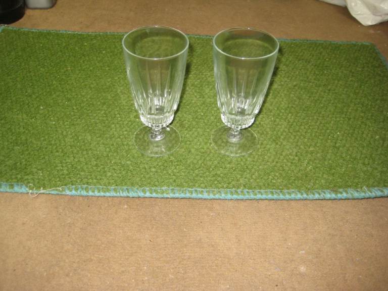 2 Matching Cut Glass Stem Glasses: 2 for £2.00