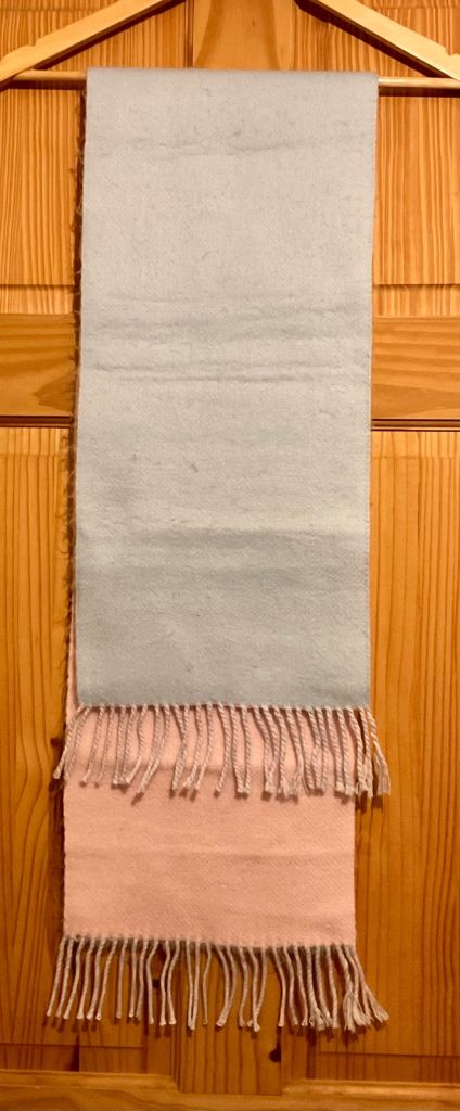 Ladies Reversible 2 Colours Wide Fleece Scarf with Fringe - Pink and Blue 
