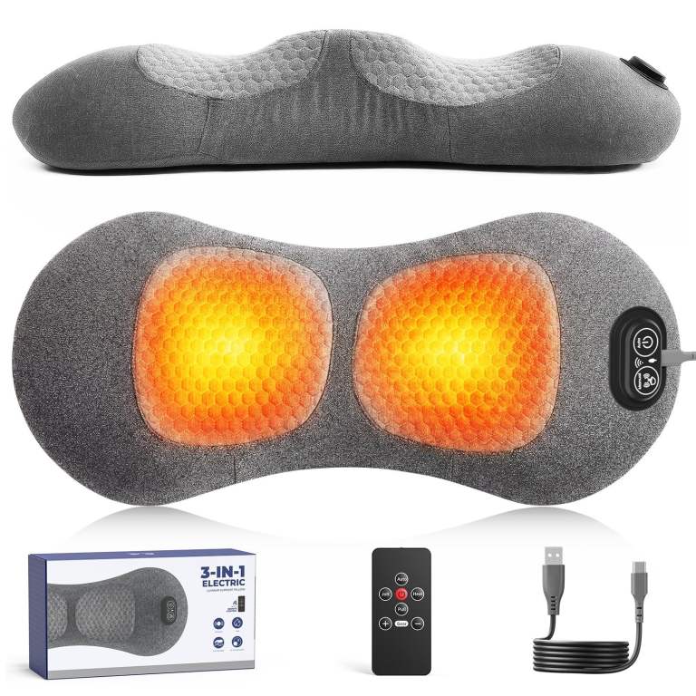 New 3-in-1 Electric Lumbar Support Pillow with Heat & Vibration