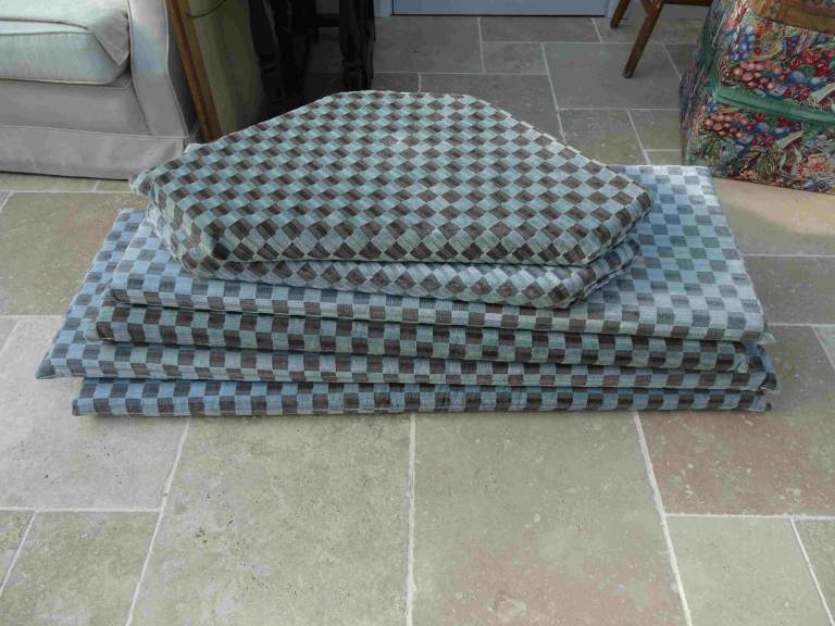 Set of Six Upholstered Foam Cushions