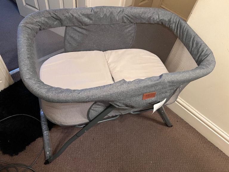 Baby Bedside Crib/Co-Sleeper – Grey, Excellent Condition