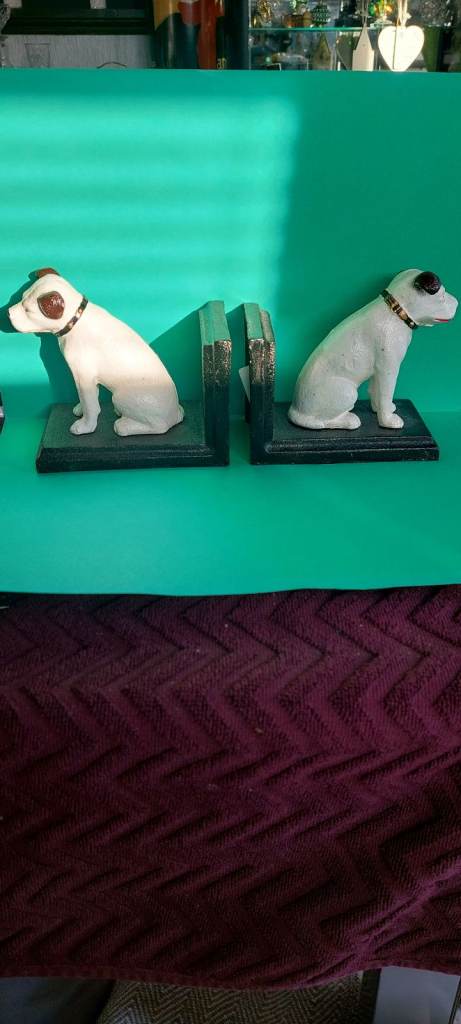 Cast Iron His Master's Voice Bookends 