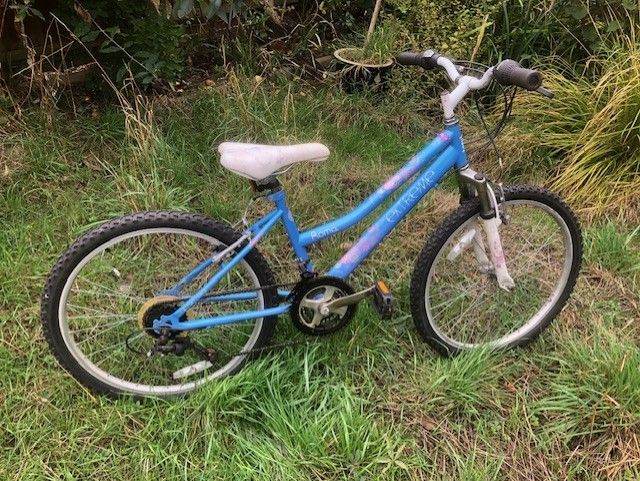 Girl's mountain bike with 24 inch wheels.