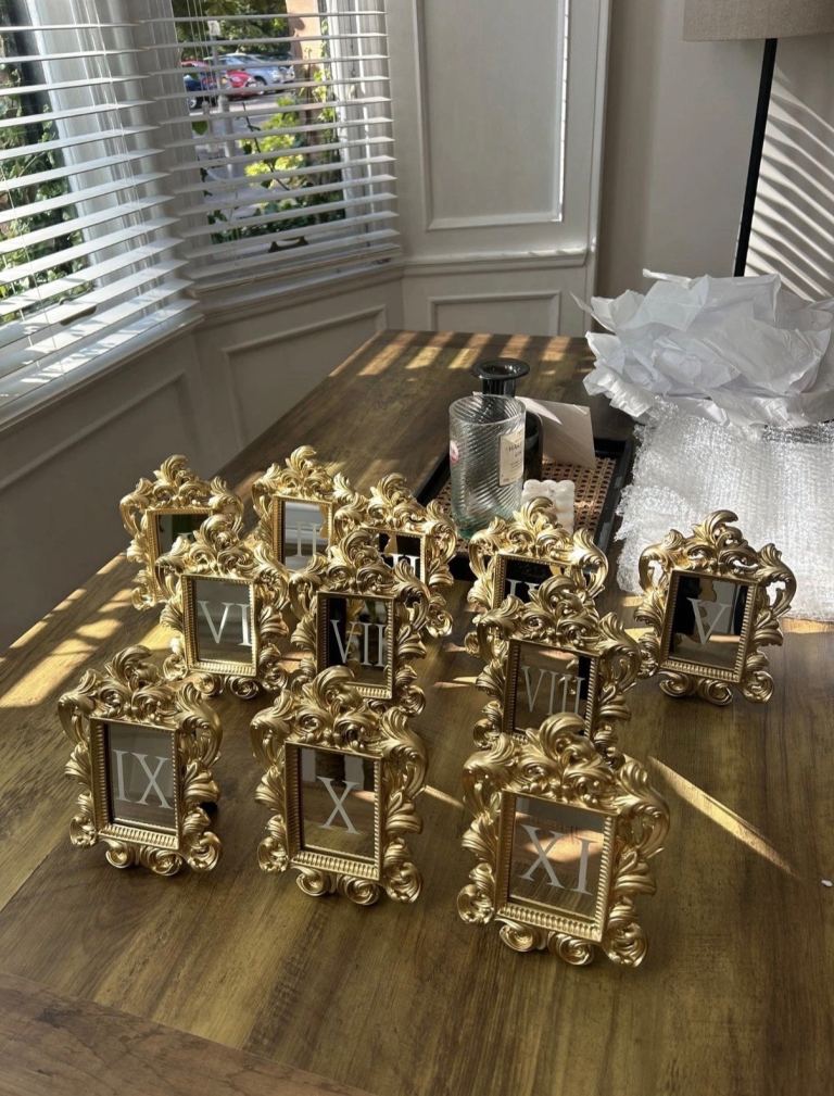 Set of 10 Gold Ornate Table Numbers – As Good As New