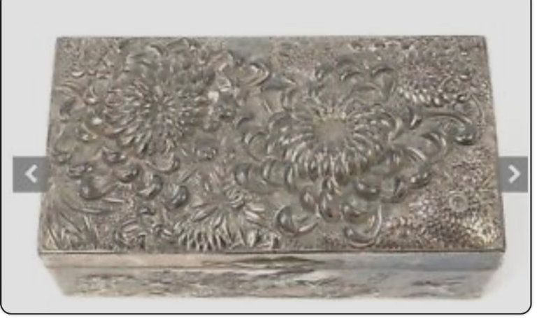 Antique Chinese silver Box  lined with blue cloth 