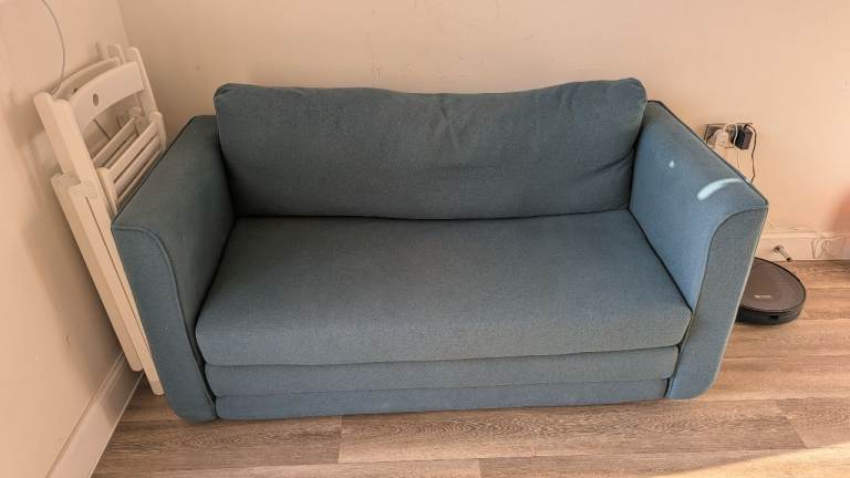 2-Seater Fabric Sofa Bed in Teal