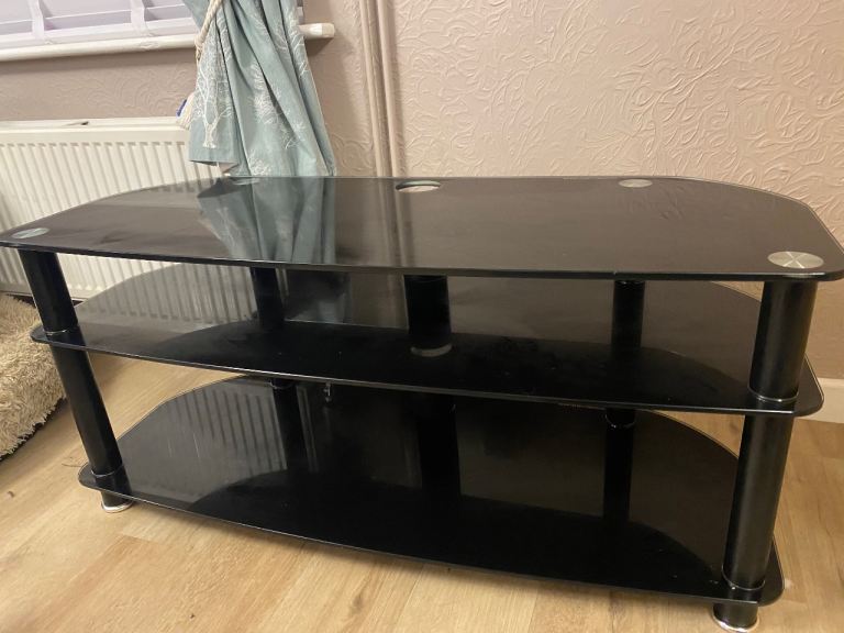 Black glass tv stand 