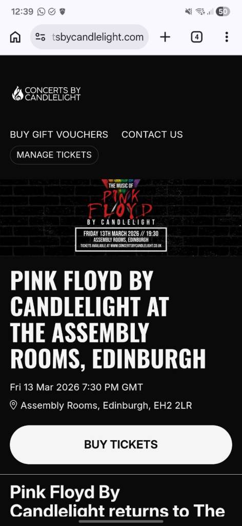 Pink Floyd by Candlelight Edinburgh