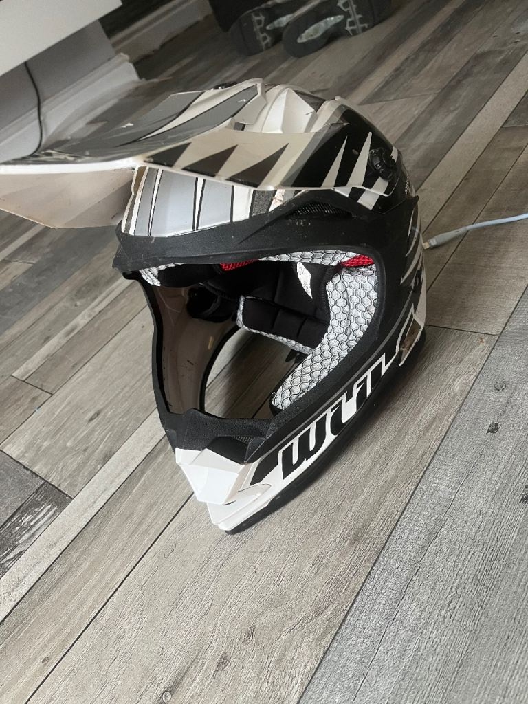 WTF Sport Design Black & White Dirt Bike Helmet