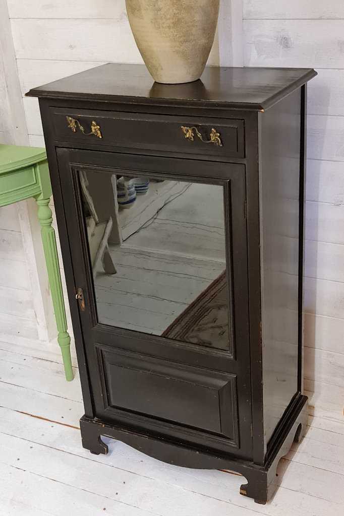 Antique Cupboard Glazed Front, Drawer, Shelves & Working Lock