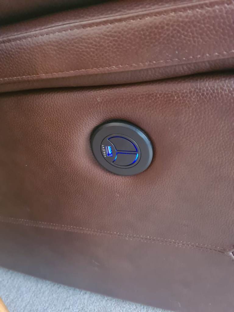 Brown Leather Recliner Sofa Power Control - USB Port