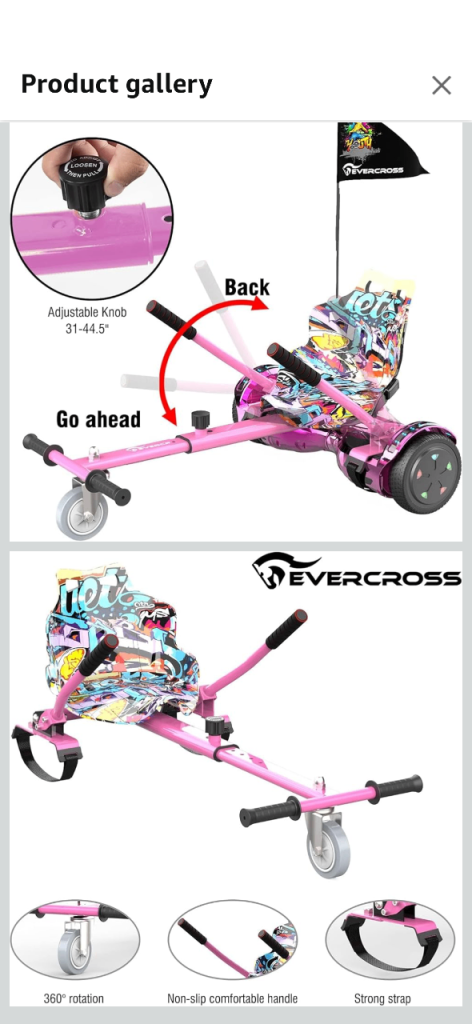 Evercross hoverboard with go kart frame