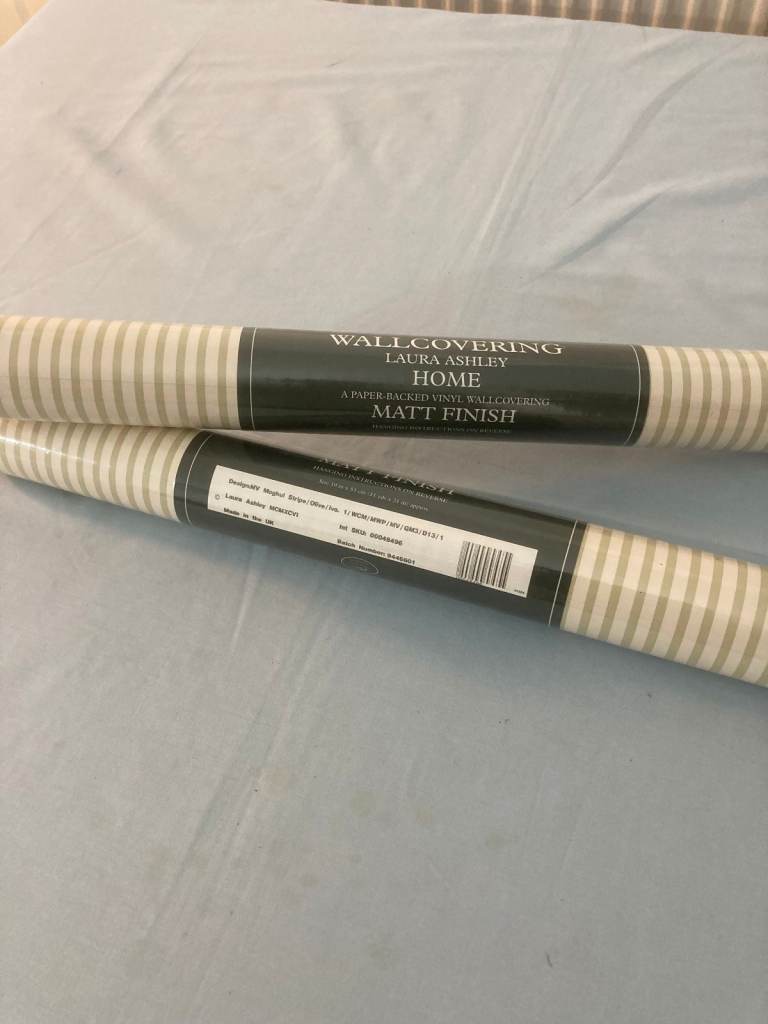 Laura Ashley wall striped wallpaper x 2 rolls