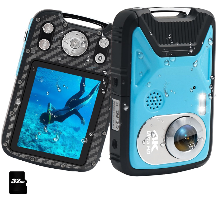 Waterproof Camera 4K 48MP 17FT Underwater Camera for Snorkeling, Auto Focus