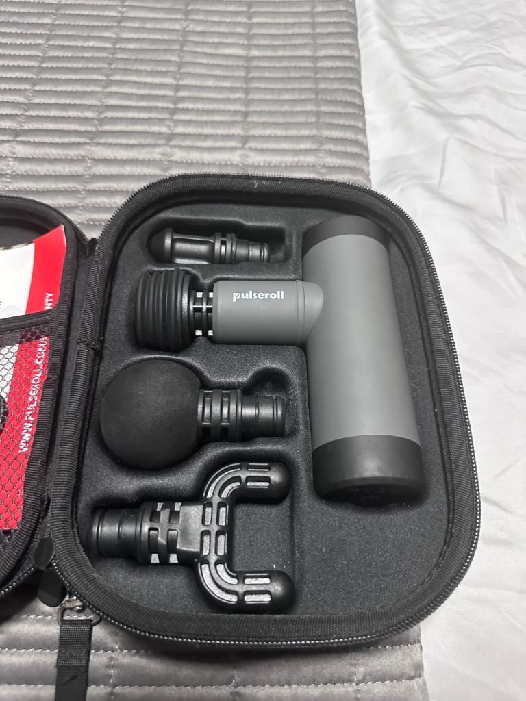Pulseroll Percussion Massage Gun with Case and Attachments