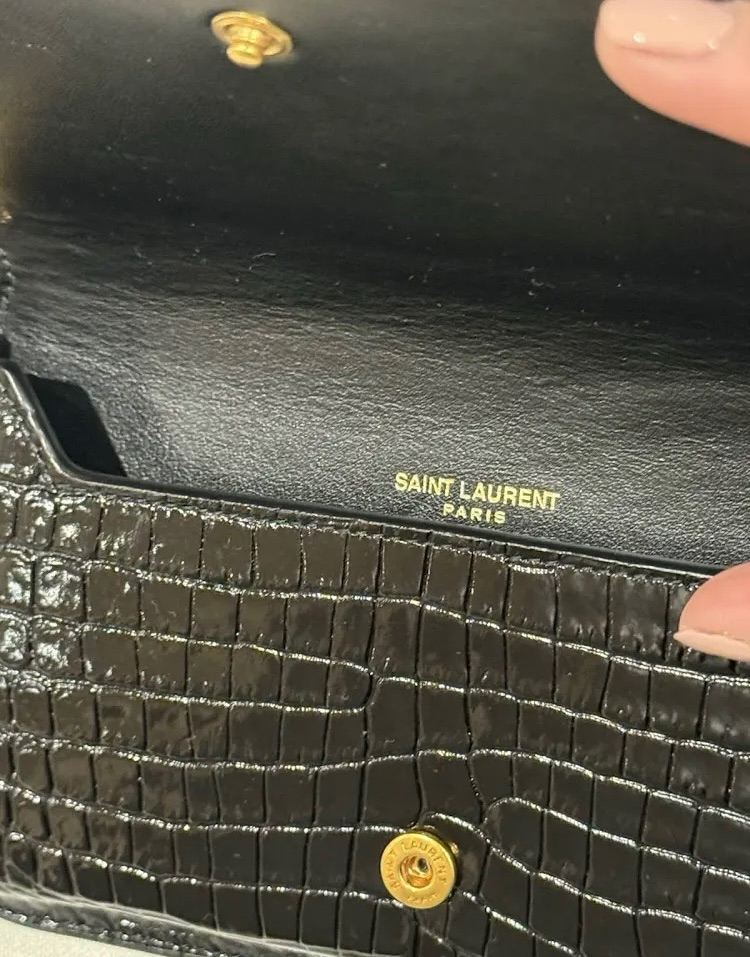 Ysl Cassandre Phone Holder In Leather Black