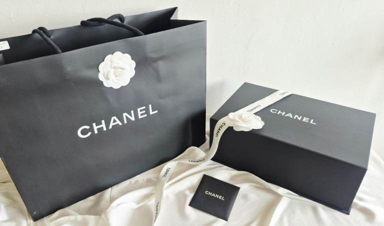 CHANEL box, bag and dust bag