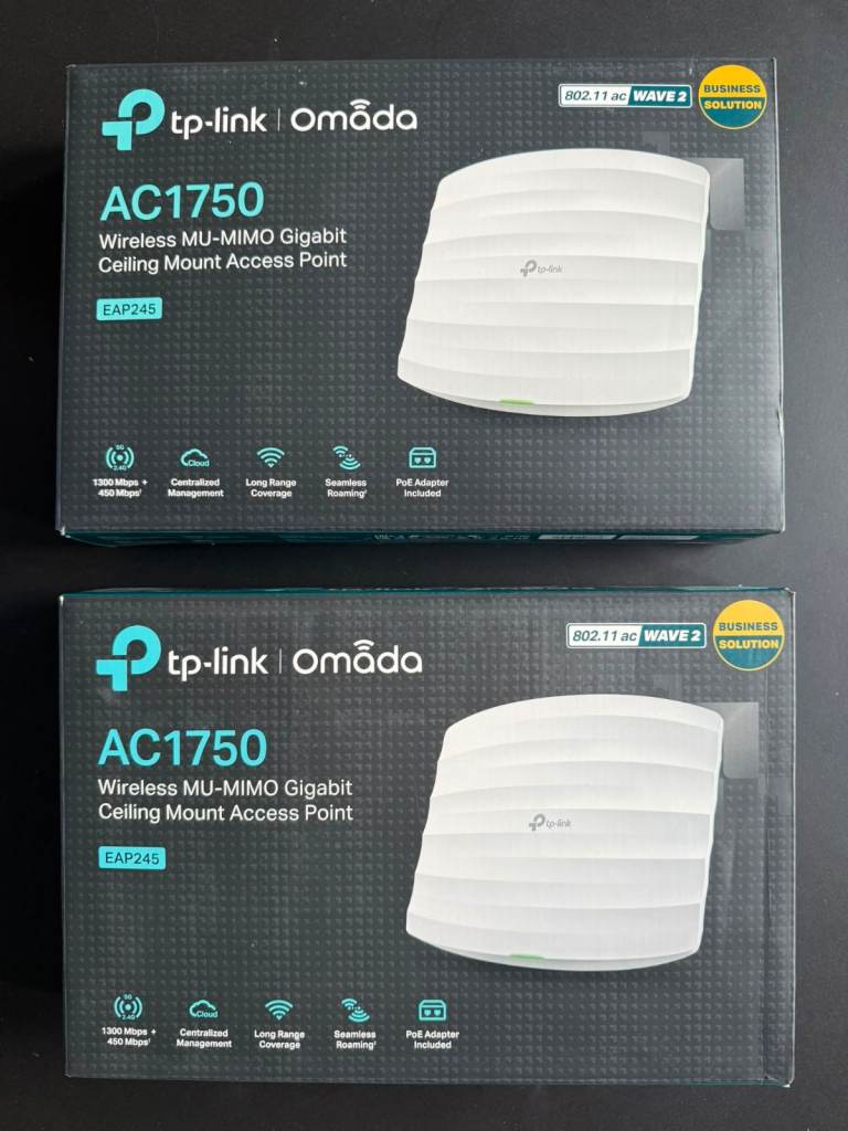 2x TP-Link Omada EAP245 Wi-Fi Access Points (AC1750)