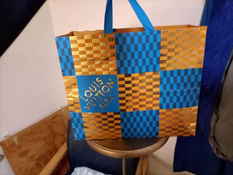 Louis Vuitton Style Shopper Bag – Blue and Gold, Like New