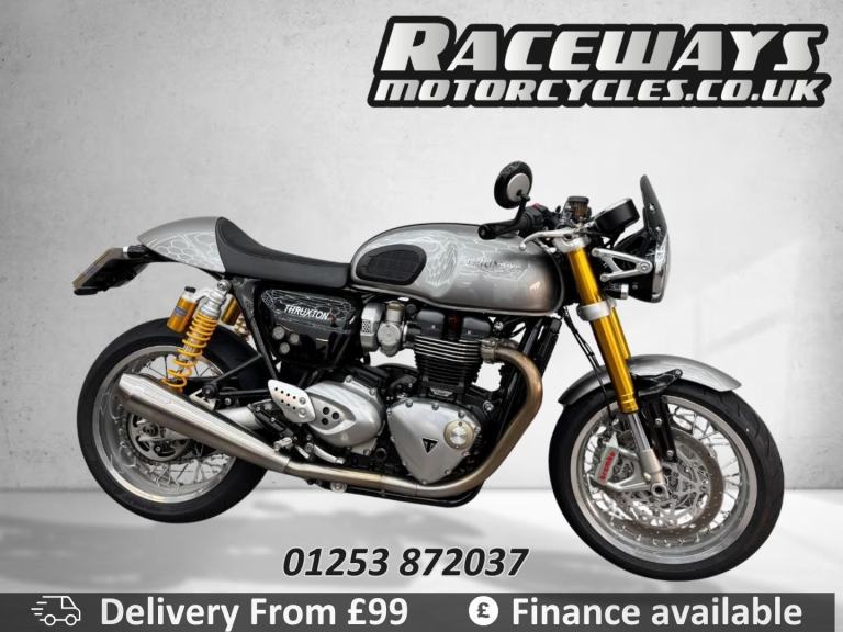 TRIUMPH THRUXTON 1200 R 2017 67 REG 5,008 MILES SILVER USED MOTORCYCLE 1200CC