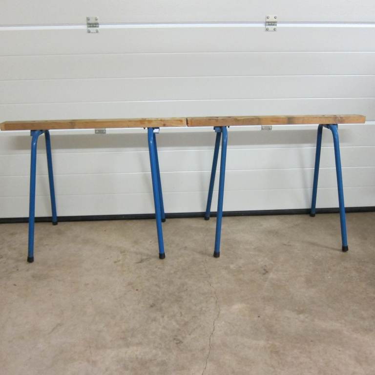 Extremely sturdy a pair of fold-up trestles seldom used