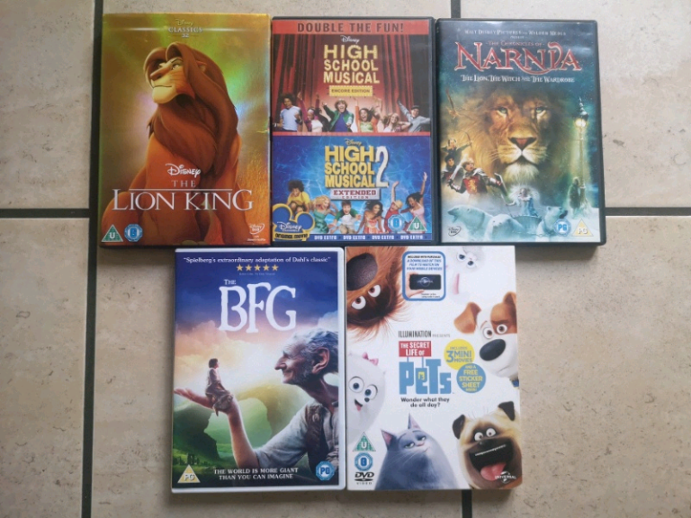 DVDs lion king bfg Narnia pets