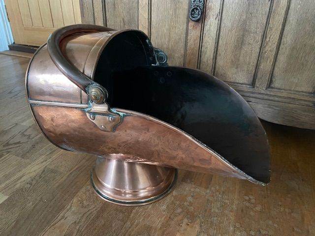 Antique Victorian Copper Helmet Coal Scuttle/Bucket