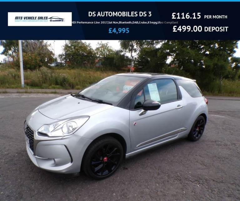 DS3 1.6 Blue HDi Performance,2017,Sat Nav,Cruise,Park Sensors,DAB,Air Con,83mpg,F.S.H,Ulez Compliant