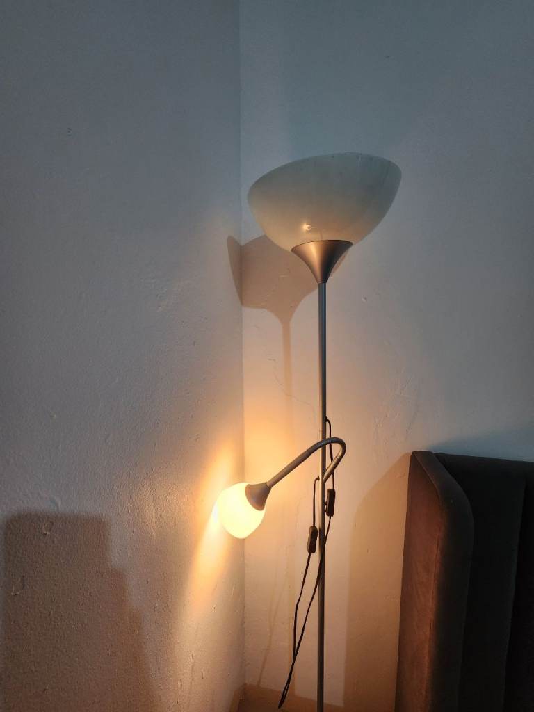 Silver Floor Lamp with Reading Light – Good Condition