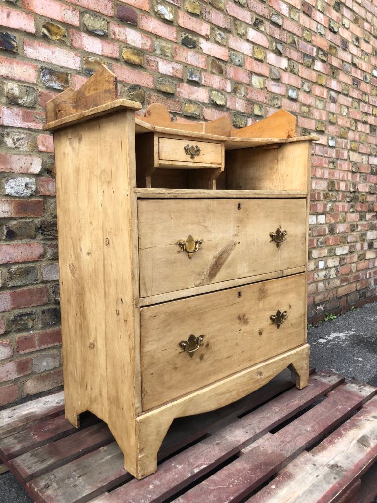 Antique Victorian solid pine chest of drawers 