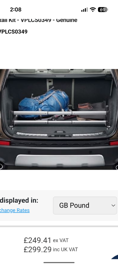 Genuine Land Rover Loadspace Retention Bars