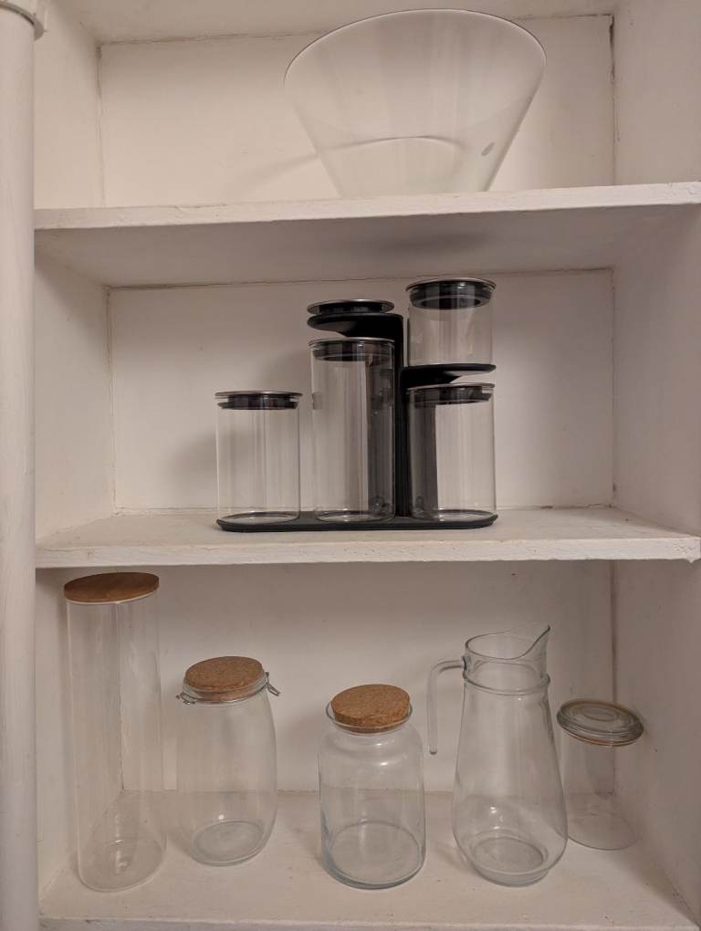 Kitchen glass jars and bowl