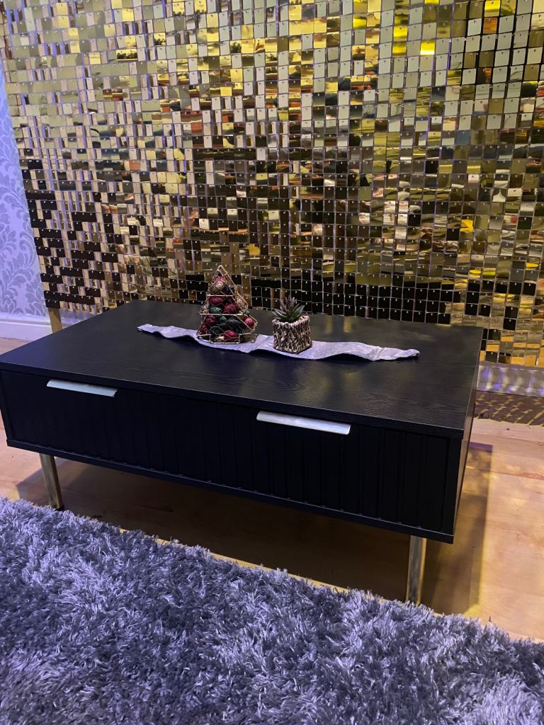 NEW just assembled GFW Nervata 2 Drawer Coffee Table With Modern Dark Oak Finish For Living Room,