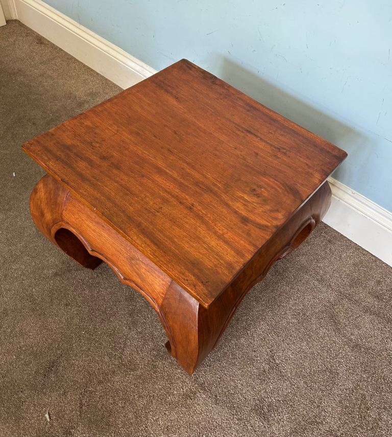Vintage Thai Solid Wood Square Coffee Table  H16.5in/42cm W/D20in/51cm Good condition  J254