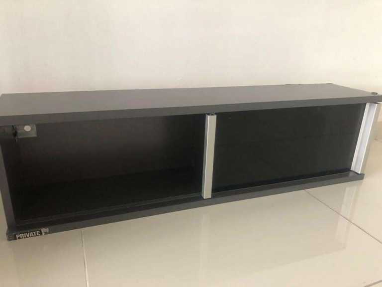 Ikea Kaxas Storage Cabinet Cupboard Wall Mounted Sliding Glass Fits Books Video Games Music CDs/DVDs
