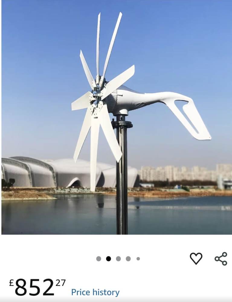 48V 1200W S8B 8-Blade Horizontal Wind Turbine Generator Off-Grid White