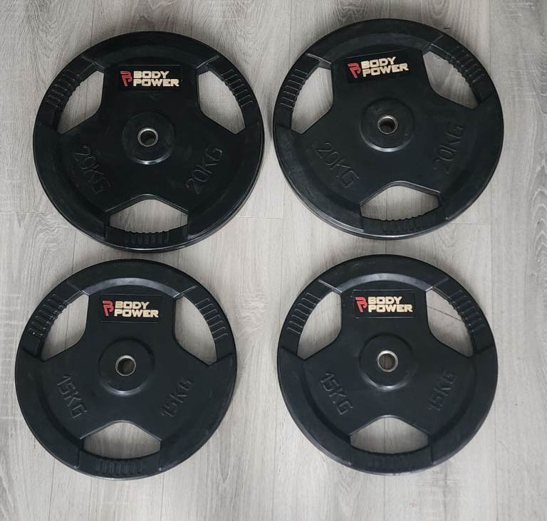 image for 2x 20kg & 2x 15kg bodypower rubber weight plates 